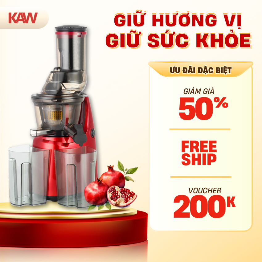 Máy ép chậm trái cây Hoa Quả KAW Công Suất mạnh 250W Công nghệ ép lạnh giữ nguyên dưỡng chất Vitamin