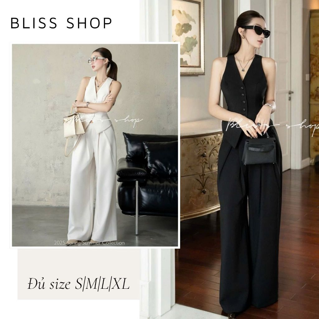 [Bản Cao Cấp] Set Thiết Kế Áo Phối Quần Suông Tôn Dáng Phong Cách Công Sở Trẻ Trung Bliss Shop - S51