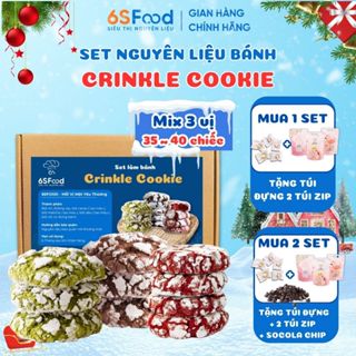 Set Nguyên Liệu Bánh Crinkle Cookie Mix 3 Vị Red velvet, Cacao, Matcha Thành Phẩm 35-40c - 6SFOOD