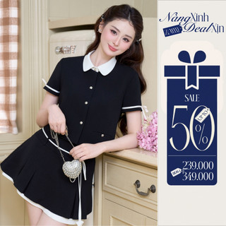  ZAMYSHOP - Chân váy thiết kế ngắn phối trắng kèm dây nơ đai nữ tính tiểu thư 