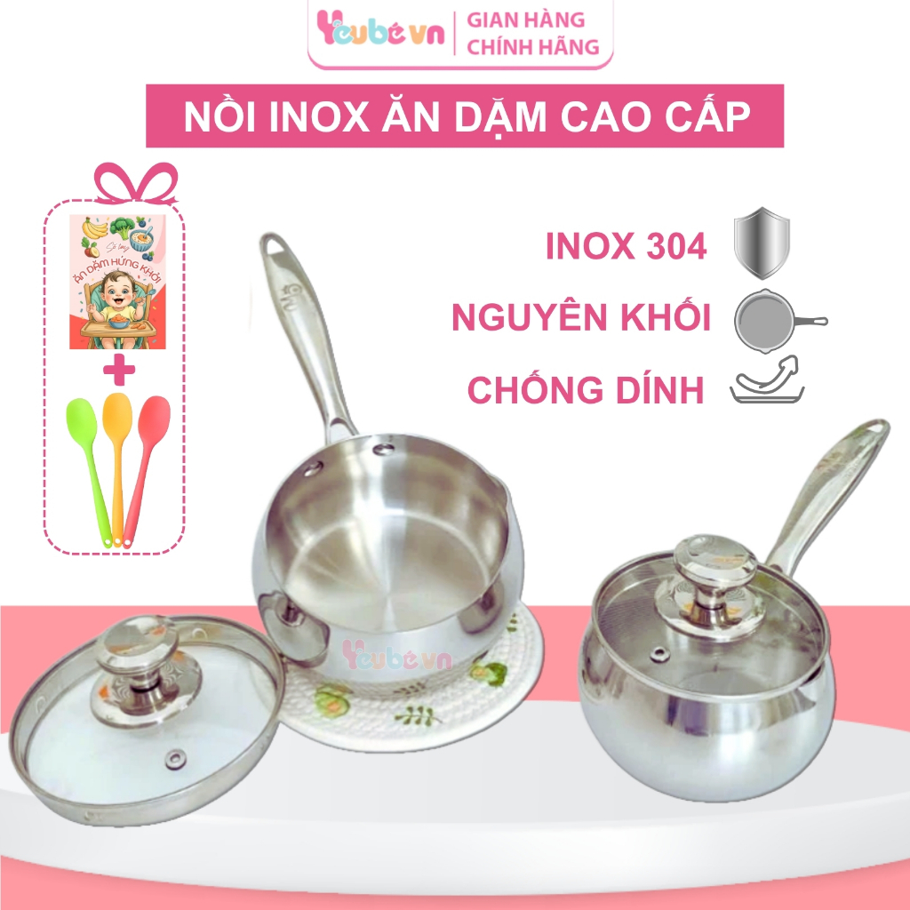 Bộ Nồi Nấu Cháo Quánh Bột Misan Lion Quánh Nấu Cháo Quánh Đồ Ăn Cho Bé Làm Bằng Inox 304 -  YEUBEVN