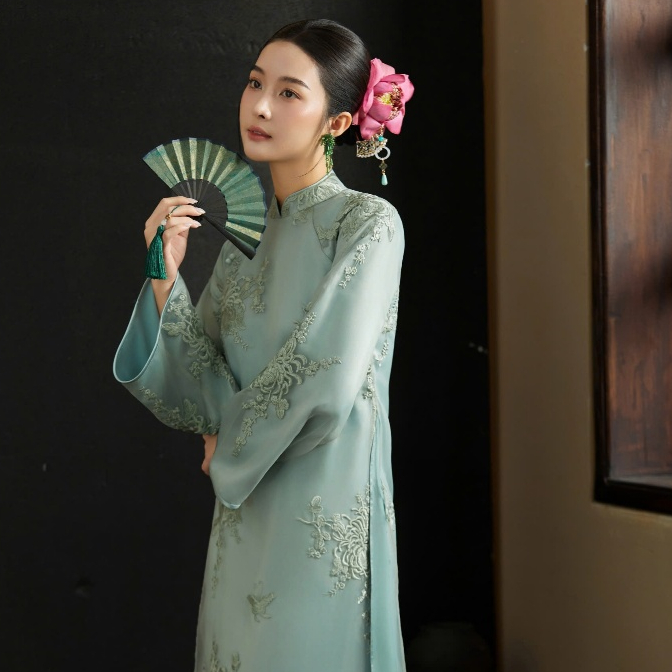 Áo Dài Cúc Ngọc Uyên - EDINI - A1706GR