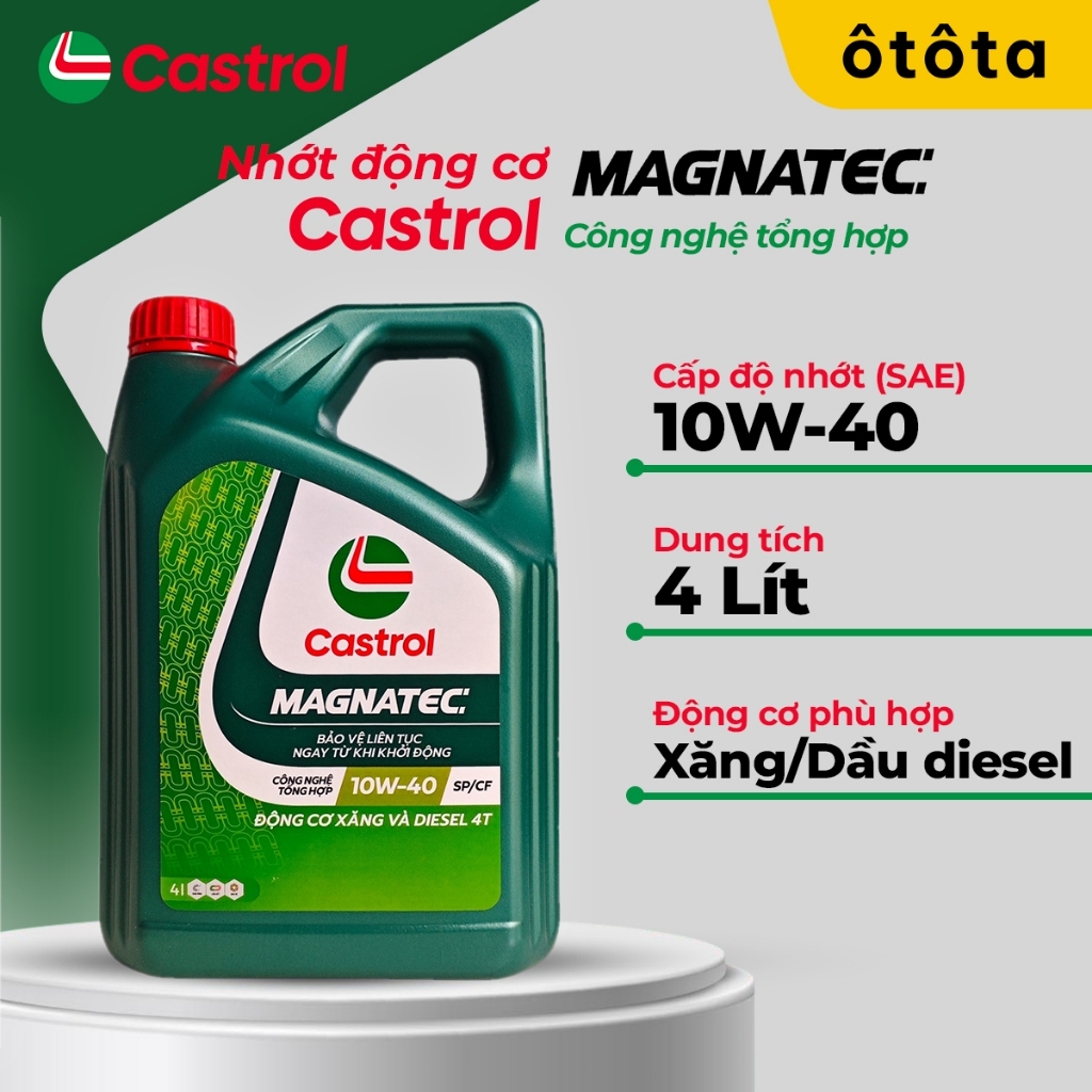 Dầu nhớt động cơ ô tô Castrol MAGNATEC 10W-40 4 Lít Chính hãng (10W40)