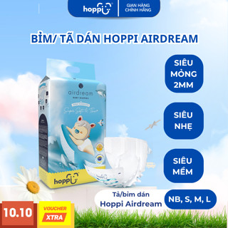 Bỉm Dán Hoppi Airdream Siêu Mỏng Nhẹ – Size NB/S/M/L – Cho Bé 6–25kg