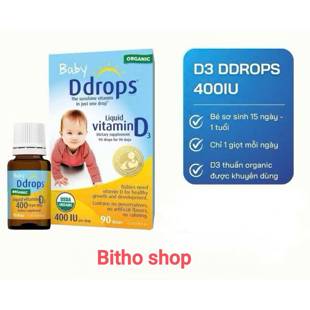 [Date 2027] Baby Ddrops Vitamin D3 400IU – Nhỏ giọt bổ sung Vitamin D cho bé sơ sinh và trẻ nhỏ