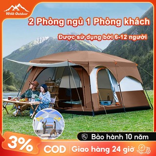  Lều Cắm Trại Camping 2 Phòng 3 Phòng cho 4-12 người 2 Lớp rộng thoáng Chống gió chống Côn Trùng 