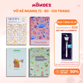Combo 5 - 10 Vở Kẻ Ngang Mondez 72 - 80 - 120 Trang, Set Vở Kẻ Ngang 120 Trang khổ B5 Giấy 60 - 70gsm
