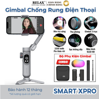 Gimbal SMART X PRO - Tích hợp sạc không dây - Pin 3200 mAh Gậy quay phim chống rung trang bị đèn led