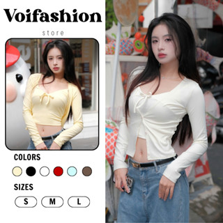   MUA 2 GIẢM 15K  Set Áo Cardigan Mix Áo Hai Dây Phối Nơ Xinh Mùa Thu Đông Voifashion 