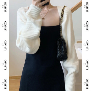 Áo cardigan nữ LUHAZO áo khoác len croptop dáng ngắn cánh dơi rộng phong cách Hàn Quốc M185 K1-12