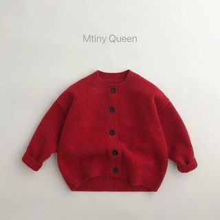  Size  10-30kg  Áo cadigan len đỏ trơn Mtiny Queen cho bé trai bé gái hàng loại 1 - Áo khoác len cho bé thu đông KY130 