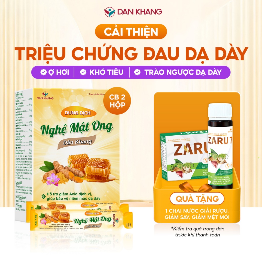Gói uống dung dịch nghệ mật ong giảm đau dạ dày giảm trào ngược dạ dày Novagel Dân Khang