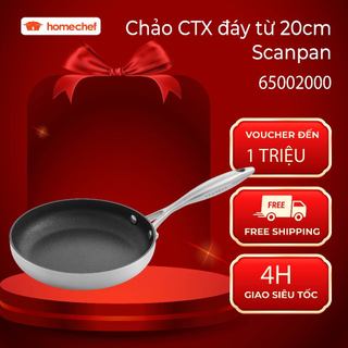 Chảo inox chống dính liền khối dùng bếp từ Scanpan CTX 20-24-26-28cm, bảo hành chống dính 3 năm
