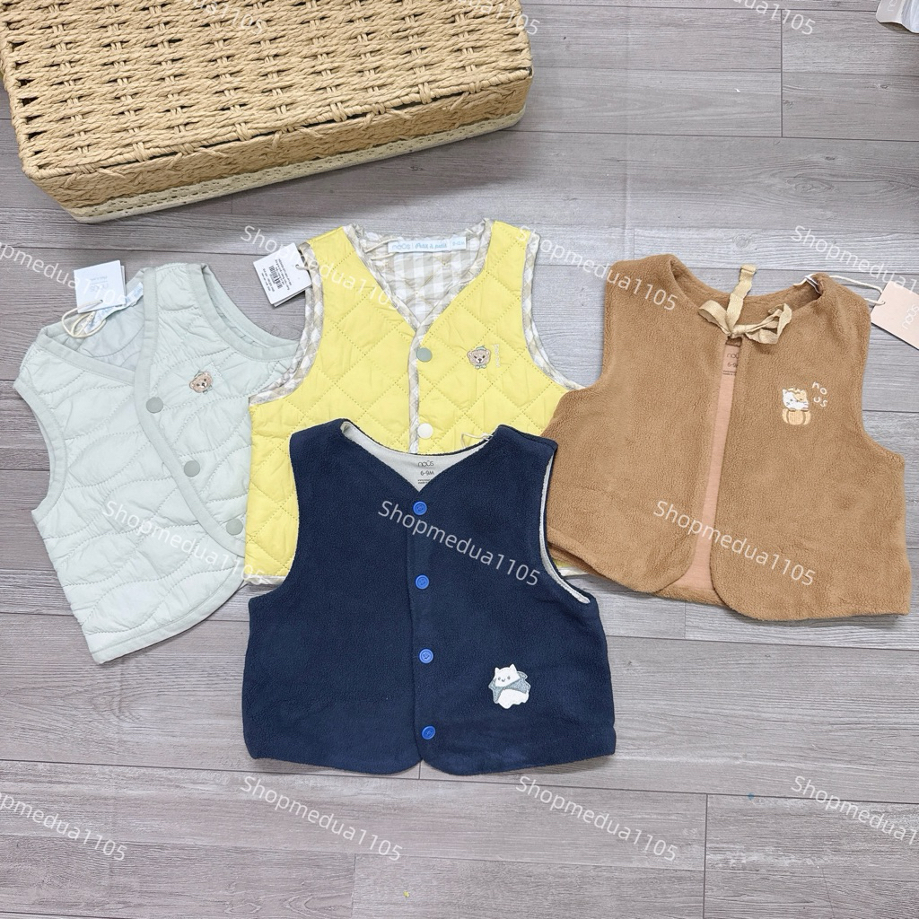[ NOUS] Áo Khoác Gile Nous dáng ngắn Chất Liệu Nous Siêu Nhẹ Ấm Áp 6m-18m