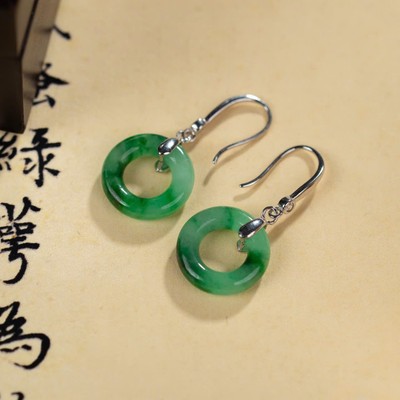 Bông Tai Ngọc Cẩm Thạch Sơn Thuỷ Chốt Bạc 925 Tinh Tế - Ngọc Trai Trường Thịnh
