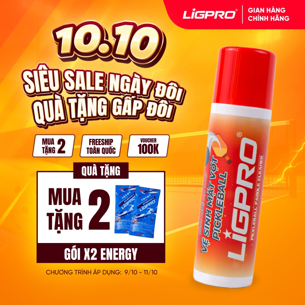 Bình Xịt Vệ Sinh Vợt Pickleball Bọt Tuyết NANO BẠC LIGPRO 200ml Làm Sạch Và Chống Trầy Mặt Vợt