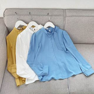 Áo lụa cổ nơ ( giá sale)