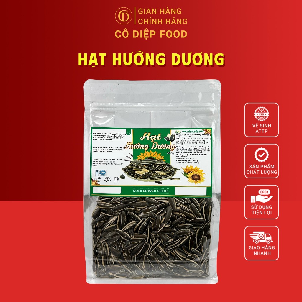  Hạt Hướng Dương Trung - Túi Zip 500Gram -  Loại ĐẶC BIỆT  Đầy Đủ Hồ Sơ Công Bố & Kiểm Nghiệm Sản Phẩm  