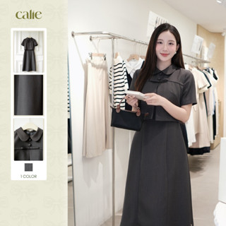 (Silent Sound) Đầm giả set, xếp ly súp và nơ ngực, chất liệu chéo hàn cao cấp đứng form thời trang nữ Calie VA450