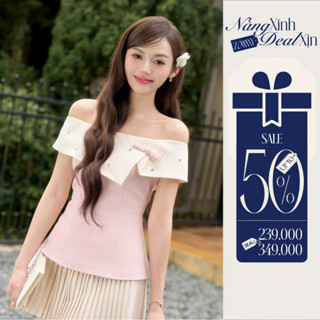ZAMYSHOP - Áo thiết kế trễ vai đáp lệch, áo xinh đi chơi,áo xinh đi tiệc