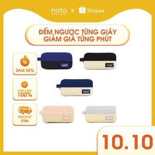 Bóp viết vải canvas Natoli nhiều ngăn, đơn giản, hộp bút dễ thương đa năng Simple Duo Pen Case T23