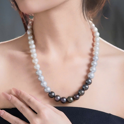 Chuỗi Ngọc Trai Mix Đen Xám Size Hạt 12ly Dài 50cm Sang Trọng - Ngọc Trai Trường Thịnh