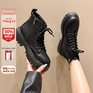 [BSBT24] Giày Boots Nữ Cổ Cao Khoá Kéo Thời Trang Đế Cao 5cm, Boot Nữ Thời Trang Hàn Quốc 2025