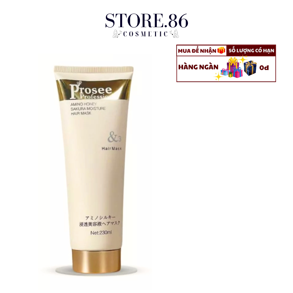 Hấp Prosee Profession Amino honey Sakura Moisture Hair Mask &3 PT1/PT2  230ml