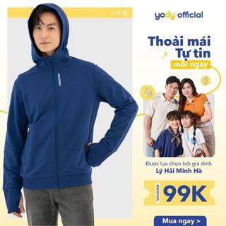 Áo chống nắng nam YODY áo khoác đi nắng có mũ chống tia UV vài dày dặn thoáng mát MEJA25A037
