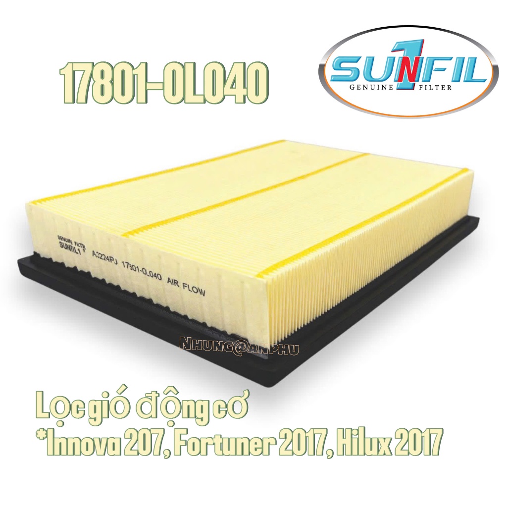 [SUNFIL 1] [A3224PU] Lọc gió động cơ Innova 2017, Fortuner 2017, Hilux 2017