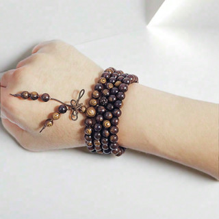 Vòng Tay Trầm Hương 108 Hạt sánh chìm Cao Cấp 6 7 8 ly- Quấn tay tụng kinh niệm phật-phong thủy bình an nam nữ