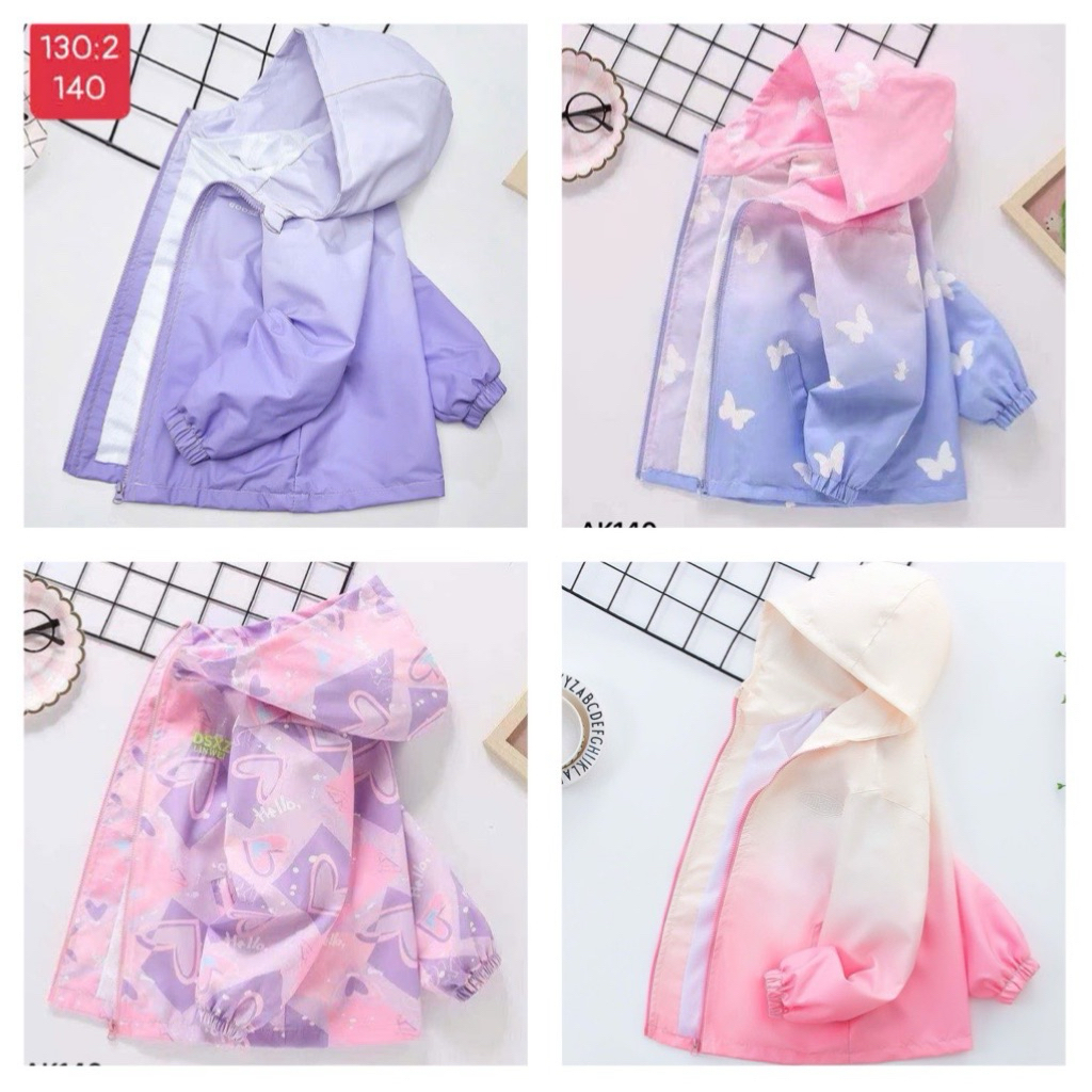 Áo Khoác gió bé gái size đại dày dặn 2 lớp lót lưới chất mềm, Áo khoác dù cho bé gái cản gió tốt