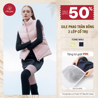 Áo Khoác Phao Gile Nữ Trần Bông 3 Lớp HeraDG Dáng Suông, Túi 2 Bên, Chất Liệu Xanh Recycle Cản Gió Chống Nước WJKBC3014