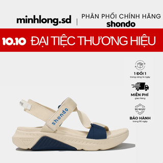 Giày Sandals Nam Nữ Shondo F7 Racing Be mơ Phối Xanh Dương F7R2530