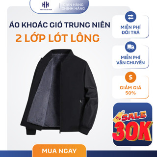   MỞ BÁN SALE  Áo Khoác Gió Nam Trung Niên 2 Lớp Lót Lông Dày Ấm Lịch Sự Chống Gió Chống Lạnh H.H COLLECTION 