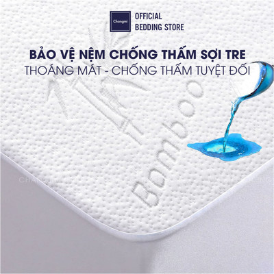 Bảo vệ nệm Bamboo sợi tre chống thấm tuyệt đối Changmi Bedding, ngăn mùi, kháng khuẩn, làm mát nệm.