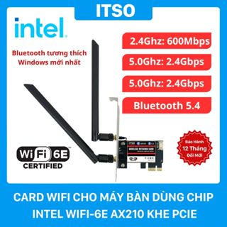 Card WIFI 6E dùng chip Intel AX210 khe cắm PCI dùng cho máy bàn