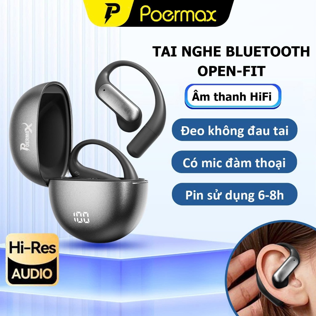  Tai nghe thể thao không dây bluetooth Poermax M118 tai nghe open-ear đeo thoải mái pin trâu 