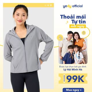 Áo khoác chống nắng nữ YODY áo gió thể thao 1 lớp chống tia UV, cản gió cản bụi WAWC25F036-SKN7002