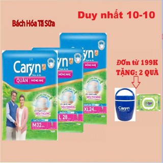 (Tặng 6 miếng hoăc khăn ướt) Combo 3 gói Tã / Bỉm quần người lớn Caryn M32/ L28/ XL24 miếng, Tã người già