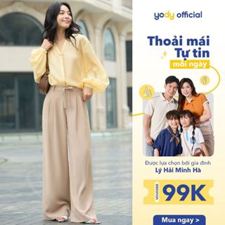 Quần Dài Nữ YODY Ống Suông Dây Rút Eo Súp Kép TRA WCTR25S018