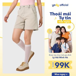 Quần Shorts Kaki Nữ Yody Dáng A Đỉa Kẹp Cúc Cá Tính, Thoải Mái TRA - WCCS25S014