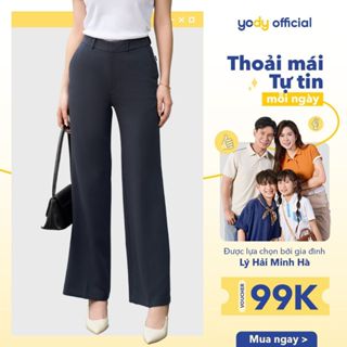 Quần tây nữ Yody ống loe cơ bản, quần âu nữ dáng suông sang trọng, thoải mái TRA- QAN6014