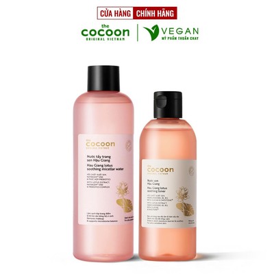 Combo Nước tẩy trang sen Hậu Giang Cocoon 500ml + Toner sen Hậu Giang Cocoon 310ml