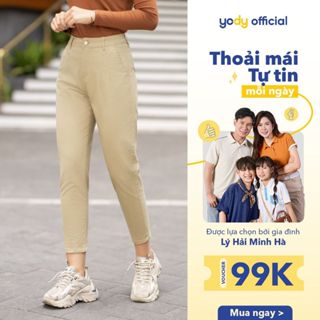 Quần kaki nữ YODY quần baggy lưng cao co giãn 4 chiều mềm mịn TRA - QJN3072