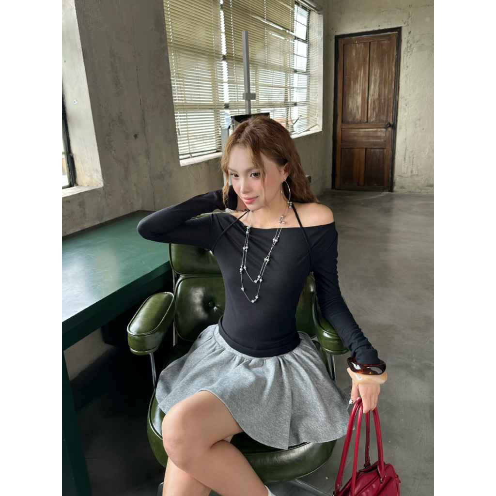 AH14 DAWN TOP Wepretty Clothes Áo Trễ Vai Kiểu Nữ Ôm Body Chất Liệu Thun Nhũ Thoáng Mát Phong C