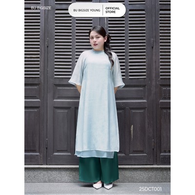 Áo dài cổ tròn dây tết BIGSIZE (55kg đến 95kg) - 25DCT001 - [BU Bigsize]