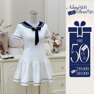 ZAMYSHOP - Váy thiết kế cổ thủy thủ xòe tầng, váy xinh đi chơi, đi làm, vibe trẻ trung, nữ tính
