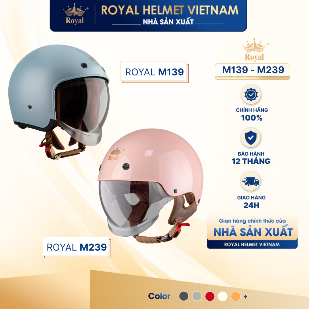 [NHÀ SẢN XUẤT] Series  mũ Bảo Hiểm 3/4 M139 TRƠN & 1/2 M239K Chính Hãng Cho Nam Nữ Bán Chạy