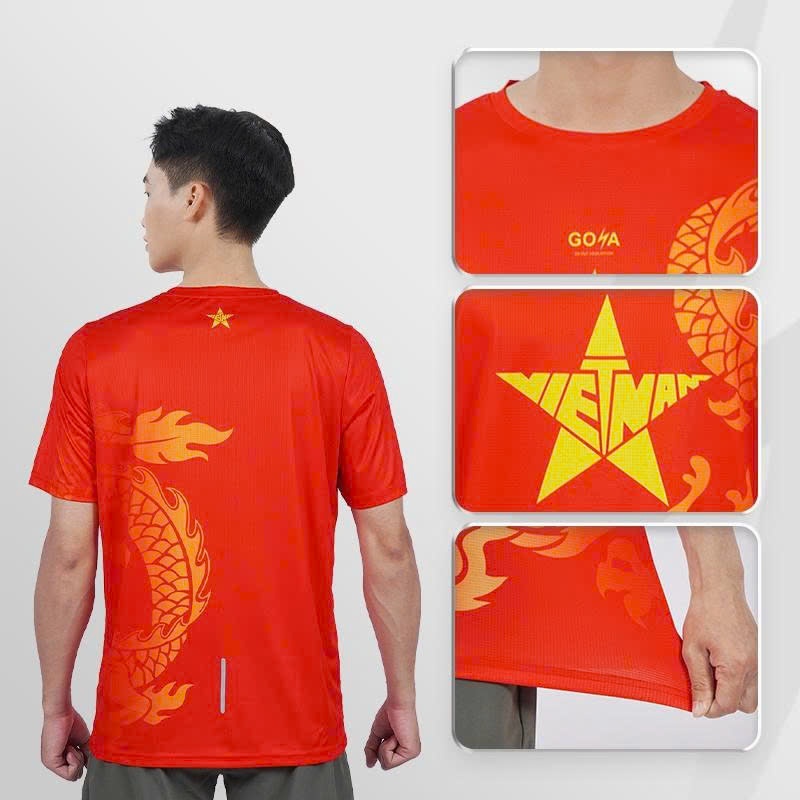 Áo thể thao chạy bộ nam nữ GOYA T-SHIRT DRAGON (Rồng Vàng)2 -  Siêu nhẹ, thoáng mát, co giãn 4 chiều | BigBuy360 - bigbuy360.vn